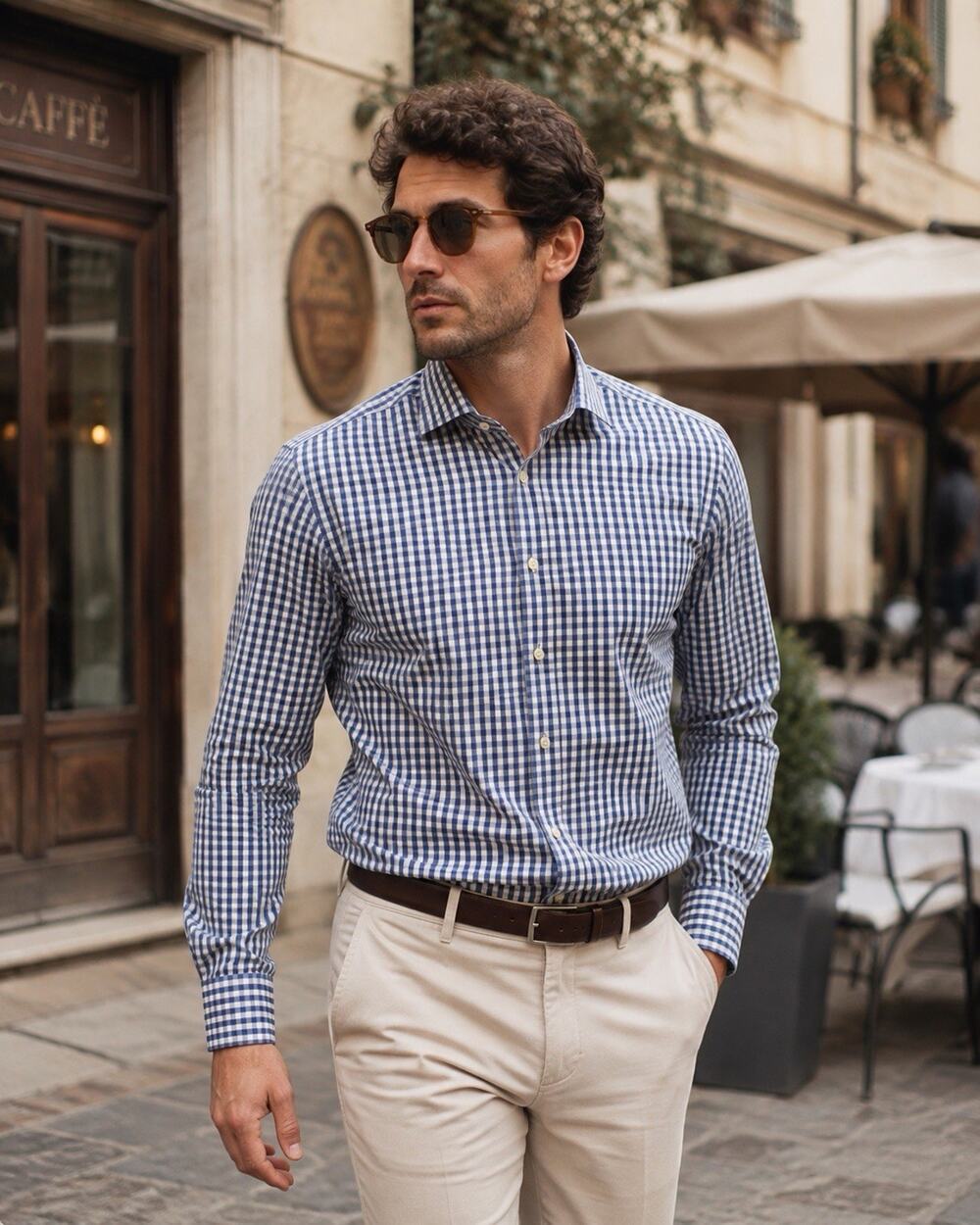 ETRO Milano Mens 41 Blue Plaid Check Button Shirt Italy READ